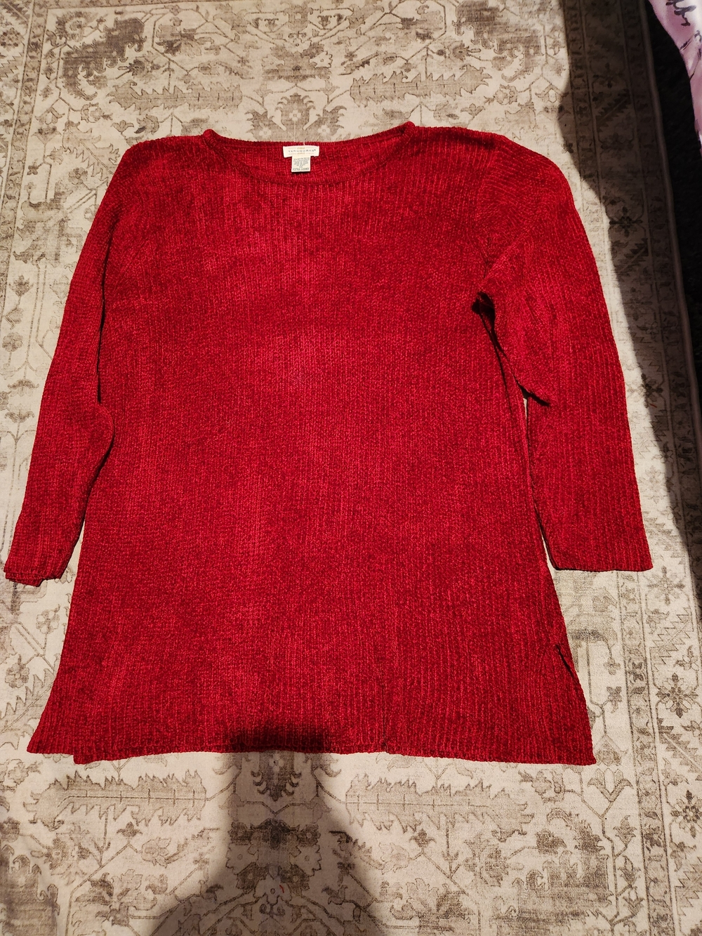 Women’s Ribbed Red Crewneck Sweater - Cozy Everyday Pullover